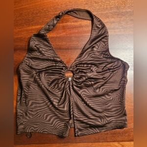 Divided Halter Crop Top, Size Large